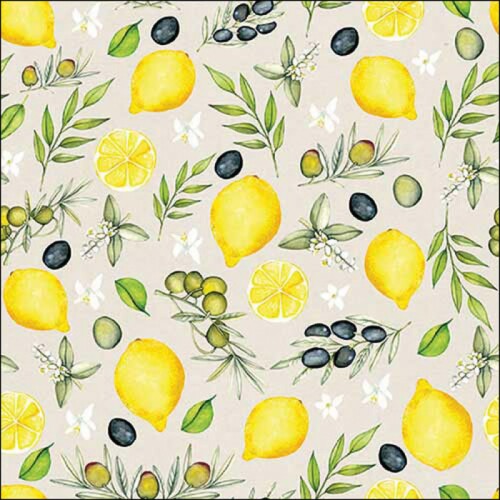 20 napkins food olives and lemons as table decoration paper napkins with motif also for decoupage and decoupage 33 x 33 cm