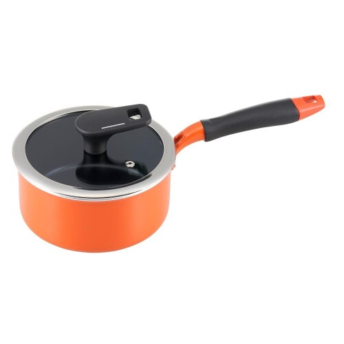 ベストコ 片手鍋 16cm ソースパン IH ガス火対応 オレンジ 耐摩耗性300万回 ND-6261 ベストウェア レジスタンス