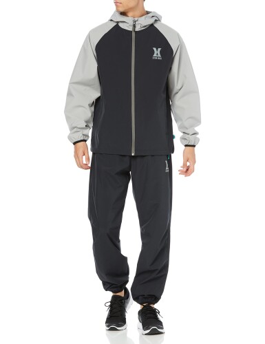 レイトンハウス ストレッチサウナスーツ ダイエットスーツ 上下セット 軽量 洗える メンズ サウナスーツ LD-202M 3L チャコール/ブラック