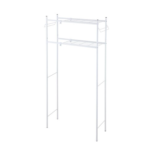 Belca(ベルカ) ランドリー収納 ランドリーラック 棚2段 幅伸縮タイプ タオル掛け付き 幅59~92×奥行30×高さ155cm ホワイト 洗濯機ラック DI-LR