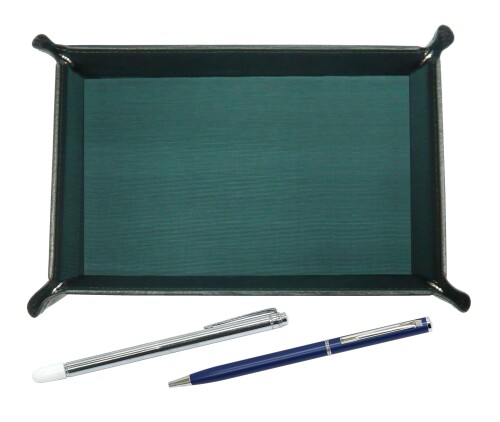 日本製モスグリーン牛革ペントレイ 金属製指示棒とスリム回転式ボールペンセット 青 TRAMG-701S-PD04-L