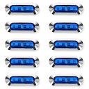 Lezalic LED 4連 カラーレンズ 10個セット 12V 24V 高輝度 小型 ランプ サイド マーカー 防水型 トラック メッキ カスタム (ブルー)
