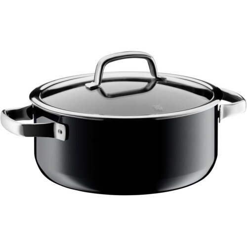 WMF (ヴェーエムエフ) 両手鍋 浅型 24cm IH ガス火対応 無水調理 天然鉱石から生まれたミネラル素材 「フュージョンテック ミネラル ローキャセロール BL (ブラック)」 10年保証 ドイツ製 W051