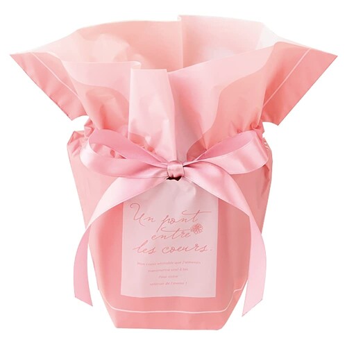 ヘッズ ギフトバッグ 33×21×10cm S シルキーピンク 10枚 リボン付 鉢 ポットカバー HEADS SIP-RIP4