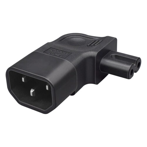 IEC60320 C14 オス - C7 メス 2ピン 電源延長アダプタ AC コンバータ 直角 90 度コネクタ