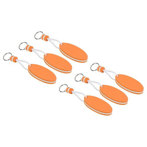 (PATIKIL) 浮きキーホルダー フローティングキーリング フローティングキーホルダー 6個入り スポーツブイキーリング 楕円形 浮力 マリンセーリング釣りカヤック オレンジ