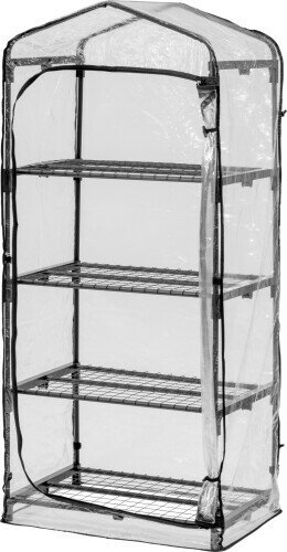 タカショー ビニールハウス ダブルジップ温室 4段 チャコールグレー クリア 園芸 防寒カバー 植物 育苗..