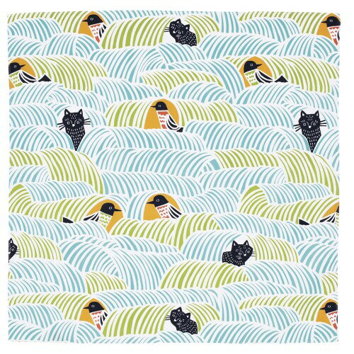 むす美 風呂敷 ふろしき 約70cm kata kata ねこととり グリーン 日本製 20015- ...