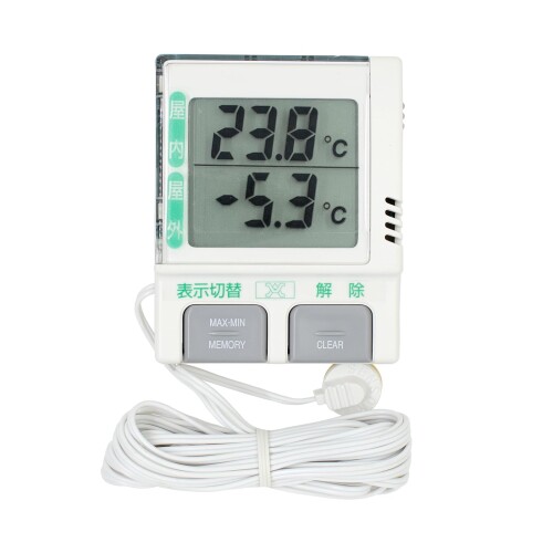 最高最低温度計 内部・外部センサー式 お出かけ温度お知らせくん DE-1 電子温度計 農業に 家の中から屋外の温度をキャッチ デジタル温度計 コード3m