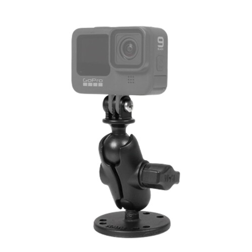 GoProカメラマウントセット ラウンドベース2.5" アーム(S) GoProアダプター (1インチ) 穴付き 平面ベース
