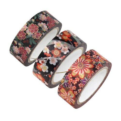 カミイソ産商 マスキングテープ kimono美 16 (さくらんぼ・梅・菊桜梅×各1) 日本製 約15mm幅×3巻セット..