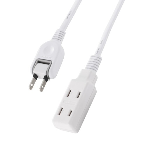 エレコム 電源タップ 延長コード 3個口 2m スイングプラグ 極性対応 (N極対応) PSE技術基準適合 ホワイト ECT-4020WH