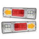 Xuzimaoyi トラック テールランプ Led 左右リアテールランプ 24 V ウィンカー/DRL/ブレーキ 矢印 角型 トレーラー 軽トラ 白&赤&黄色の光 左右2個セット(ホワイトシェル)