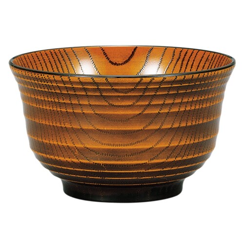 山中塗 レンジ 千段欅杢目 丼 栃塗 M15990