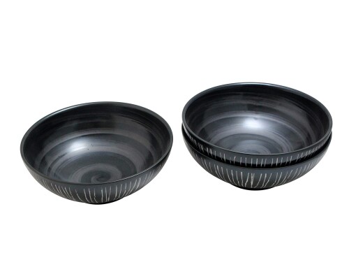 キャッスルエンタープライズ 彫十草黒 お得な3枚セット ラーメン お好み丼 かきこみ 多用 京丼 定食屋 うどん 蕎麦 どんぶり 丼 美濃焼 国産