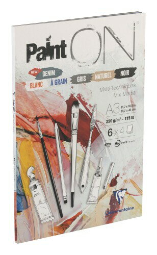 Clairefontaine クレールフォンテーヌ ペイントオン A3 パッド アソート 24枚(6種×4枚) 250g/m2 ミックスメディアペーパー PEF...