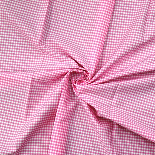 KIYOHARA 生地 薄手 ギンガム チェック 中 綿 110cm巾×1mカット col.201 ピンク 53000