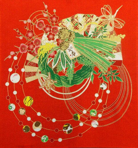 丸全 風呂敷 ちりめん 中巾 正月飾り 約48×48cm 日本製 簡単に包める お弁当包み 軽くて便利 国産 コン..