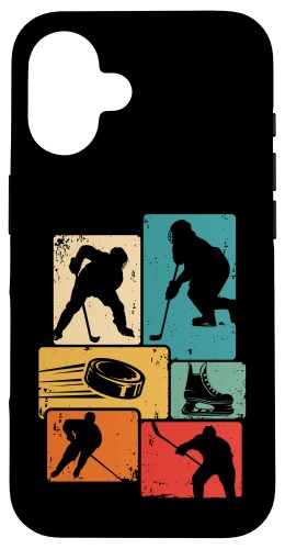 アイスホッケー選手アイスホッケーレトロアイスホッケー スマホケース iPhone 16 用