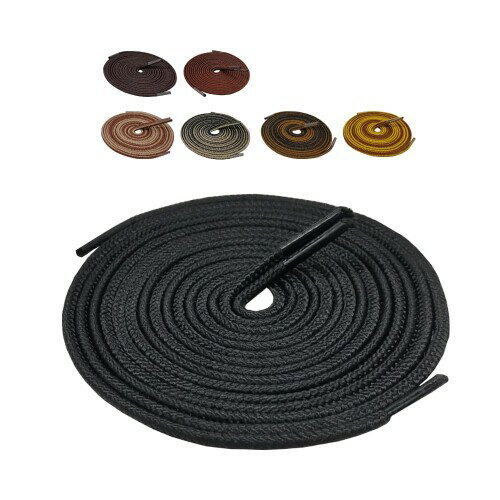 (アクティカ) 靴紐 登山靴 トレッキング 作業靴 アウトドア 丸紐 耐久性あり 丈夫な日本製 ワークブーツ靴紐 黒 120cm