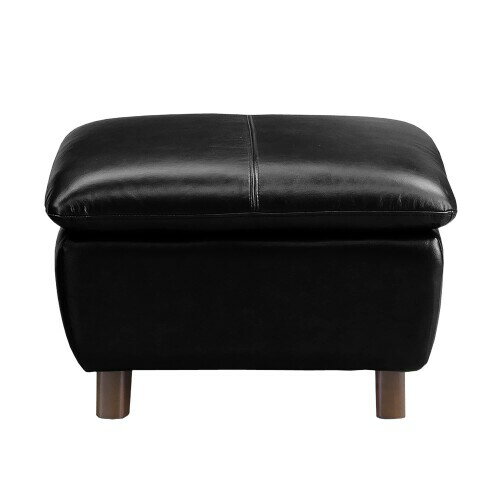 関家具(Sekikagu) オットマン スツール 本革 レザー ウレタンフォーム ブラック 幅67×奥行57×高さ42(cm..