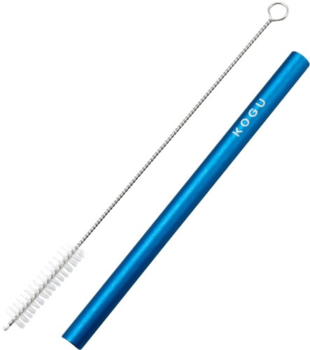 KOGU 珈琲考具 ストロー アルミ 11mm マドラー 繰り返し使える 洗える ブラシ付き エコ 冷たい飲み物 タピオカ ブルー 燕三条 43947 プレゼン...