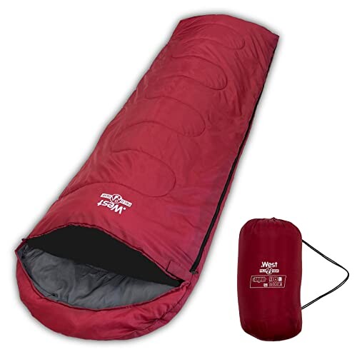 .West ドットウエスト 寝袋 シュラフ オールシーズン コンパクト 封筒型 限界使用温度5度 ワインレッド 