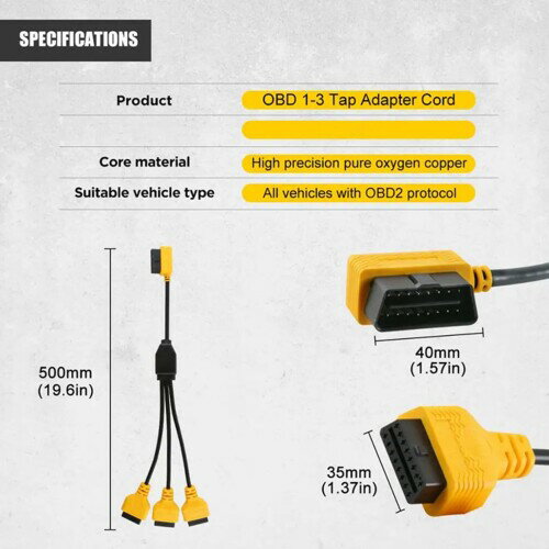 CarAngels OBD2分岐ハーネス 電源取り出し 分配 車両診断ツール カー用品 バイク用品 (3分岐 ケーブル L型) 2