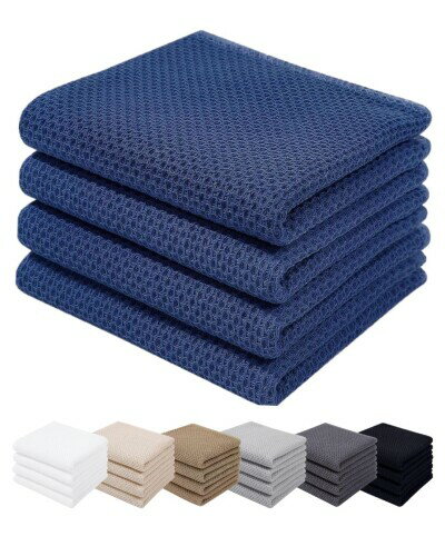 ［パノス］ ふきん キッチン 食器拭き ワッフルタオル フェイス ハンド/ワッフル 綿 キッチンクロス 4枚セット 34×73cm ネイビー