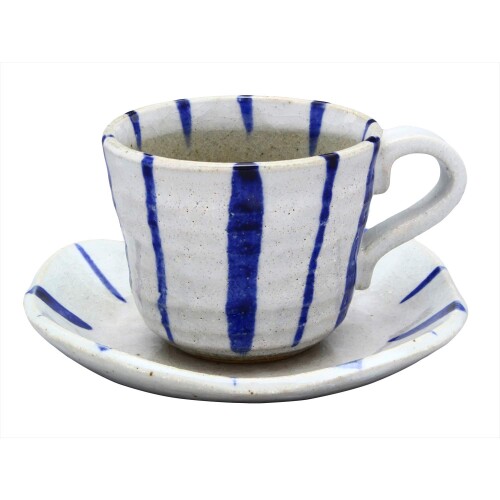 美濃焼 珈琲碗皿 十草 呉須 日本製 502-27