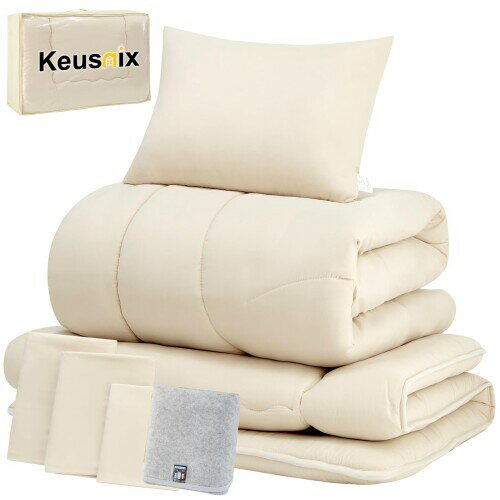 Keusnix 布団セット シングル 除湿シート付き8点セット 寝具セット SEK認証 防臭 オールシーズン ふと..