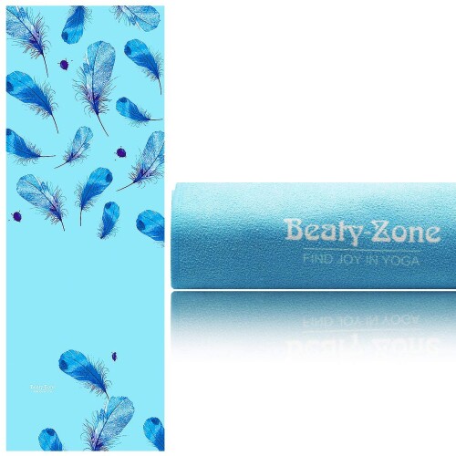 Beaty-Zone ヨガラグ ヨガタオル ヨガマット専用タオル 超細繊維 滑り止め 抗菌 吸収性 軽量で持ちやすいエコタオル（水青）