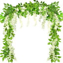 Willthinleye フェイクグリーン インテリア 造花 観葉植物 フェイク 造花 藤の花 3本 壁掛け 壁装飾 枯れない花 緑の葉 花飾り ぶら下げ 癒し...