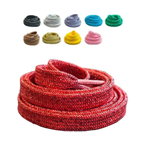 (アクティカ) 靴紐 メタリック ラメ入り キラキラ 幅約10mm 日本製 ダンス スニーカー クリスタルラメ レッド 120cm