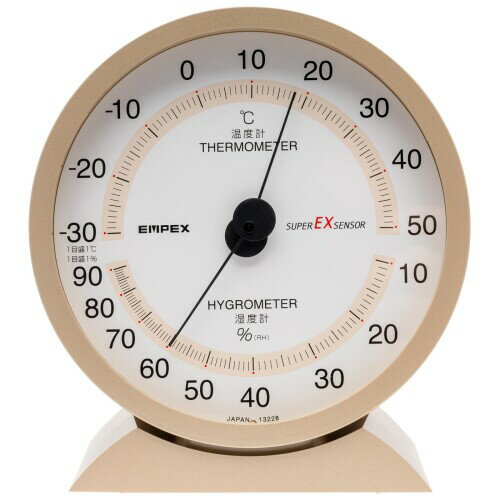 エンペックス(Empex) 温度湿度計 スーパーEX 温度計 湿度計 アナログ 卓上型 壁掛け 日本製 シャンパン..