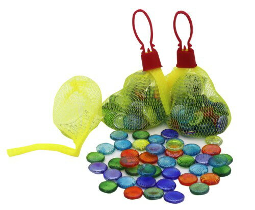 日本製 昔ながらの おもちゃ あみ入り おはじき(直径1.6cm) 3個セット