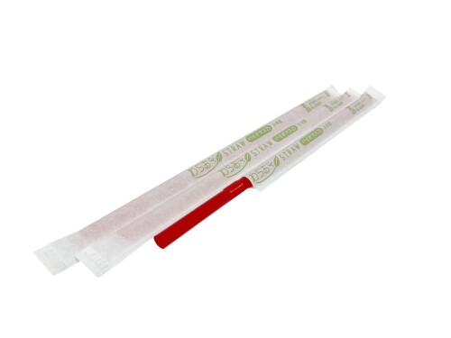 シバセ工業 ストロー わらおstrawバイオマス25 フレックス 紙包装 500本 約[ファイ]6mm×21cm 日本製 赤 B446