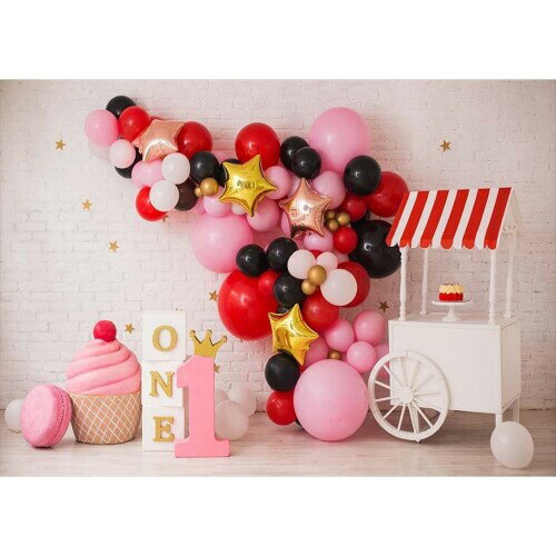 楽天ユニオンバック紙 背景紙 誕生日 装飾 バルーン 新生児 パーティー 1歳 one ケーキ 壁紙 デコレーション バナー 写真撮影 スタジオ フォト ブース ベビー （27415-27666） Style-7 ビニール210x150cm