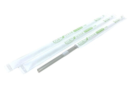 シバセ工業 ストロー わらおstrawバイオマス25 フレックス 紙包装 500本 約[ファイ]6mm×21cm 日本製 クリア B452