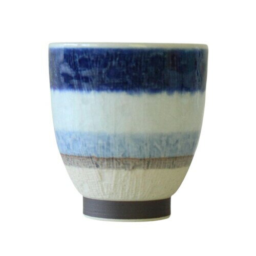 波佐見焼 湯呑 約200ml 電子レンジ 食洗機対応 ニットボーダー ブルー 日本製 533885