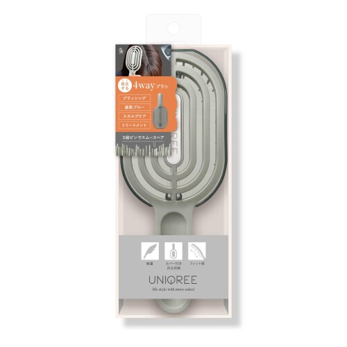 UNIQREE(ユニークリー) 4wayスムースヘアブラシ UQE-01 (1本)