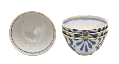 キャッスルエンタープライズ 沖縄のおばぁが選んだ やちむん柄の南国風食器 何にでも使える 4枚セット 直径12cm×高さ6.1cm