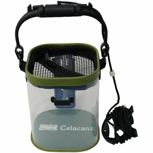 Celacanz ライトゲームバケツ 3色 活かし水くみバケツ バッカン バケツ 水汲み 折りたたみ コンパクト 21cm UFC-029 UFC-030 国内釣具メーカーX'SELL(エクセル) (ミリタリーグリーン, 21cm)