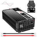 Xijia正弦波dc-acコンバーター 12v 正弦波 50 60切り替え 瞬間最大3000W,カーインバーター,AC コンセント×2 非常電源・に 防災 太陽...