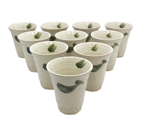 キャッスルエンタープライズ 美濃焼 和風カフェシリーズ ビスマルク 志野織部 10枚セット