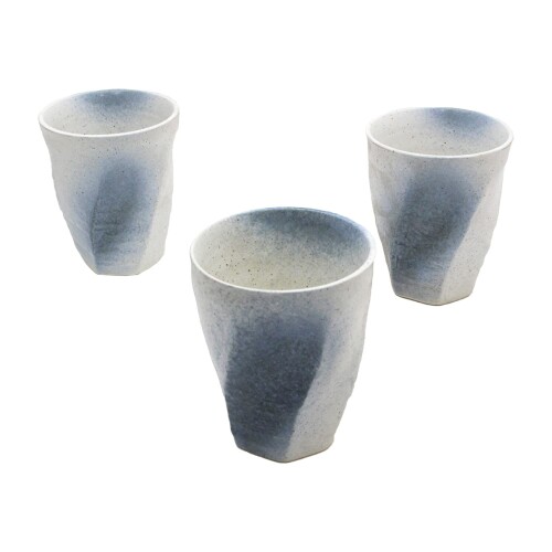 キャッスルエンタープライズ 美濃焼 和風カフェシリーズ 荒けずりねじり 白彩色吹墨 3枚セット