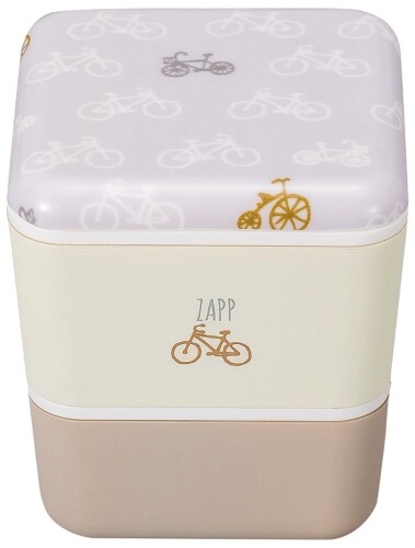 正和 『お弁当箱 2段』 ZAPP スクエアネストランチ 自転車 43-28027-0 サイズ:約W10 D10 H11cm