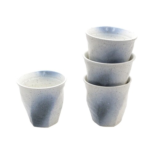 キャッスルエンタープライズ 美濃焼 和風カフェシリーズ 荒けずりねじり 白彩色吹墨 4個セット