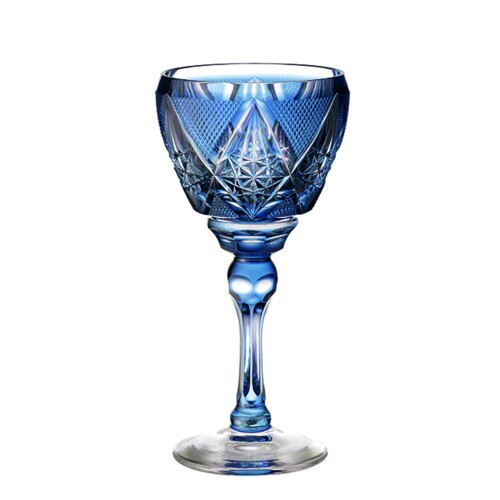 山下工芸 薩摩切子 ワイングラス 瑠璃 [ファイ]8×16cm 13041430