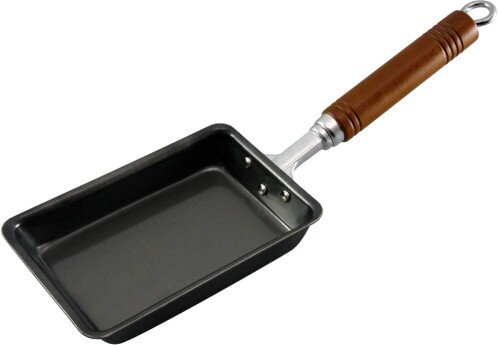 下村企販 鉄製 卵焼き フライパン IH・直火対応 卵焼き器 13×8.5×2.6cm 朝食 お弁当に便利 木のハンド..